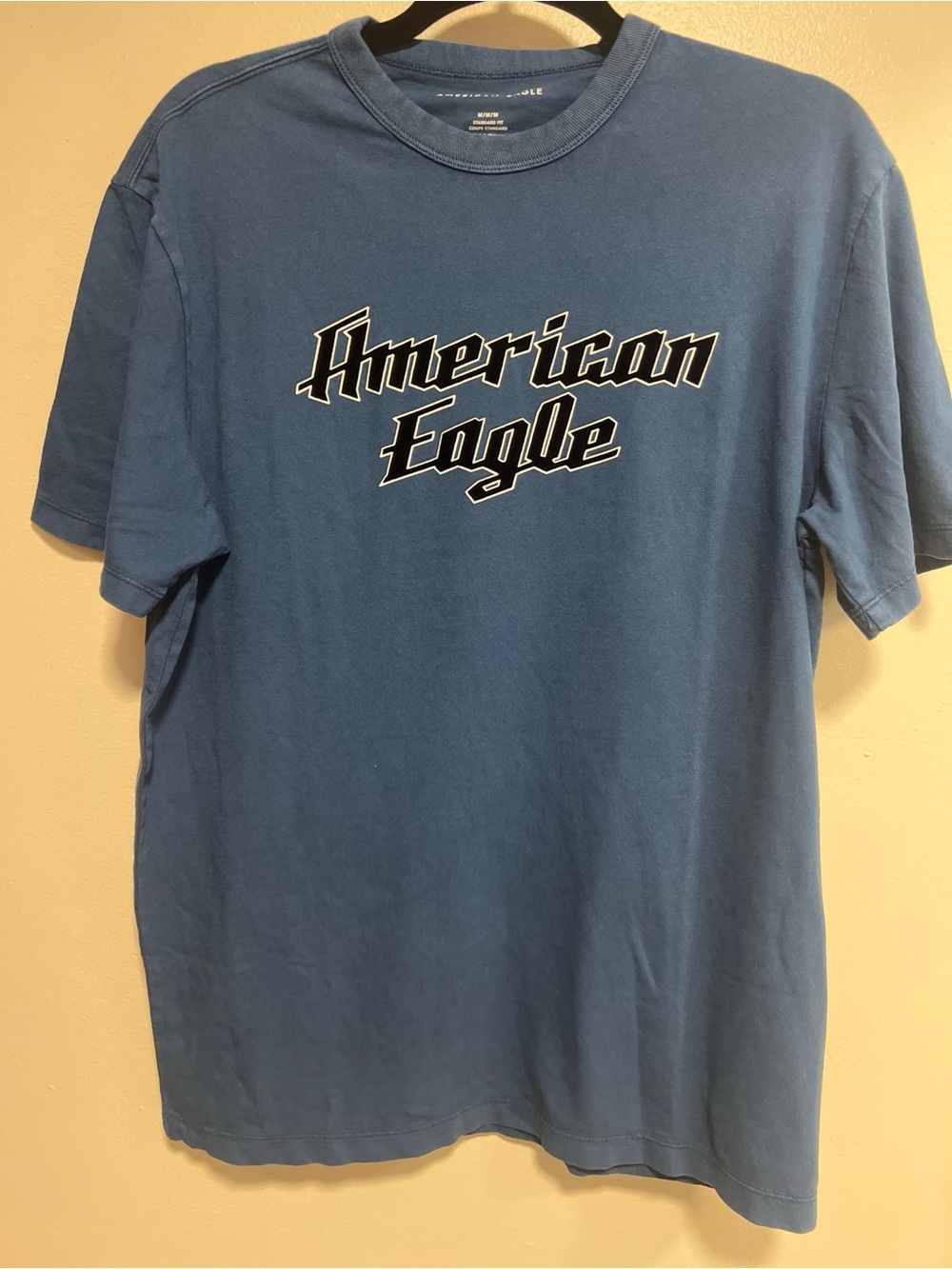 NWOT American Eagle Blue Script Graphic Tee Size M